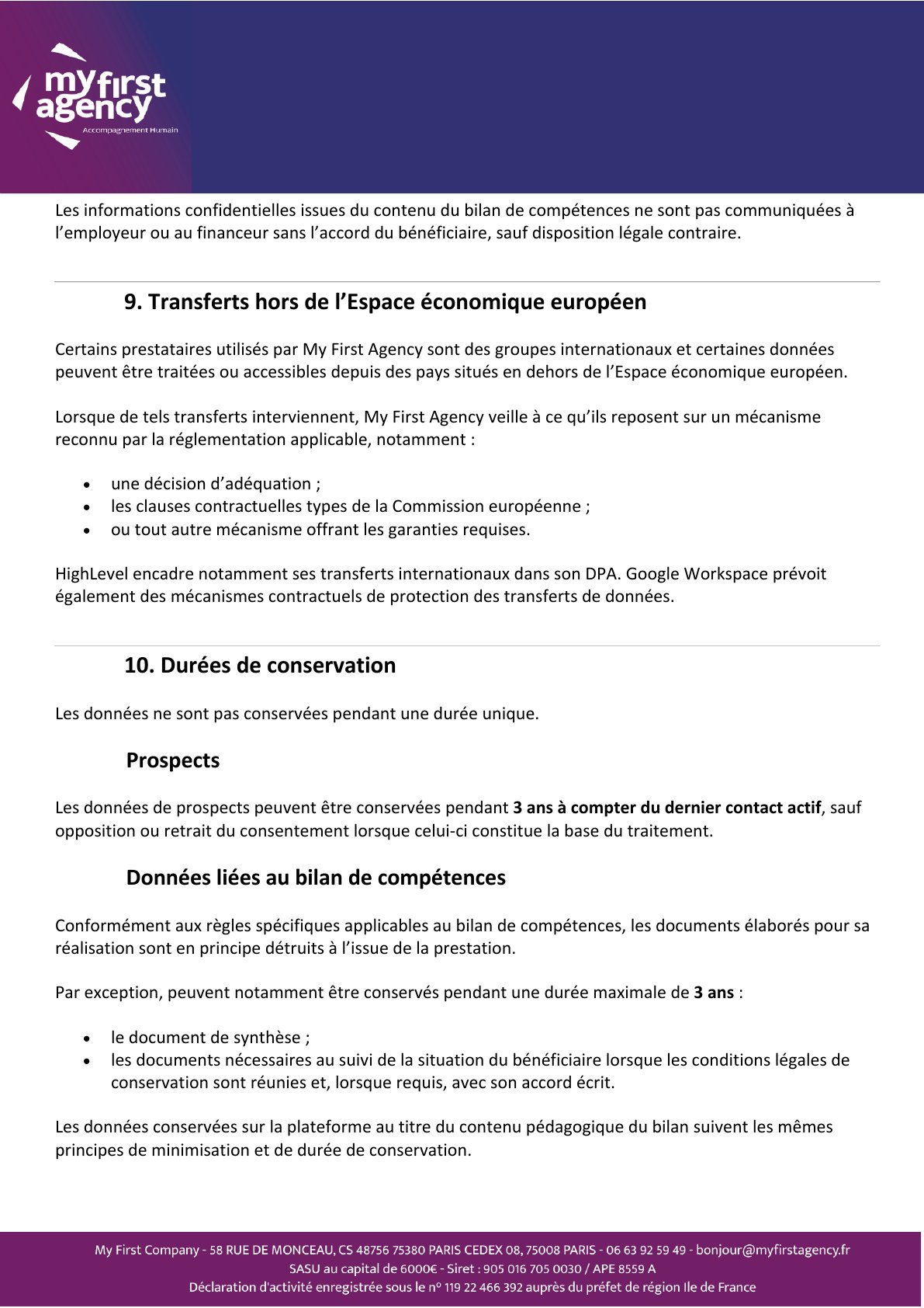 Politique de confidentialité — page 11 sur 14